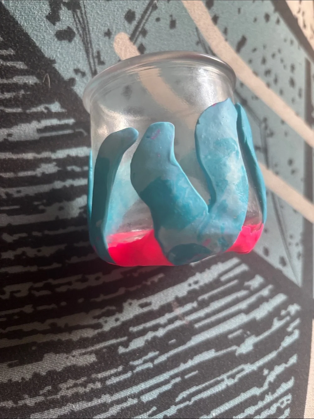 Handcrafted Clay Decorated Glass Holder